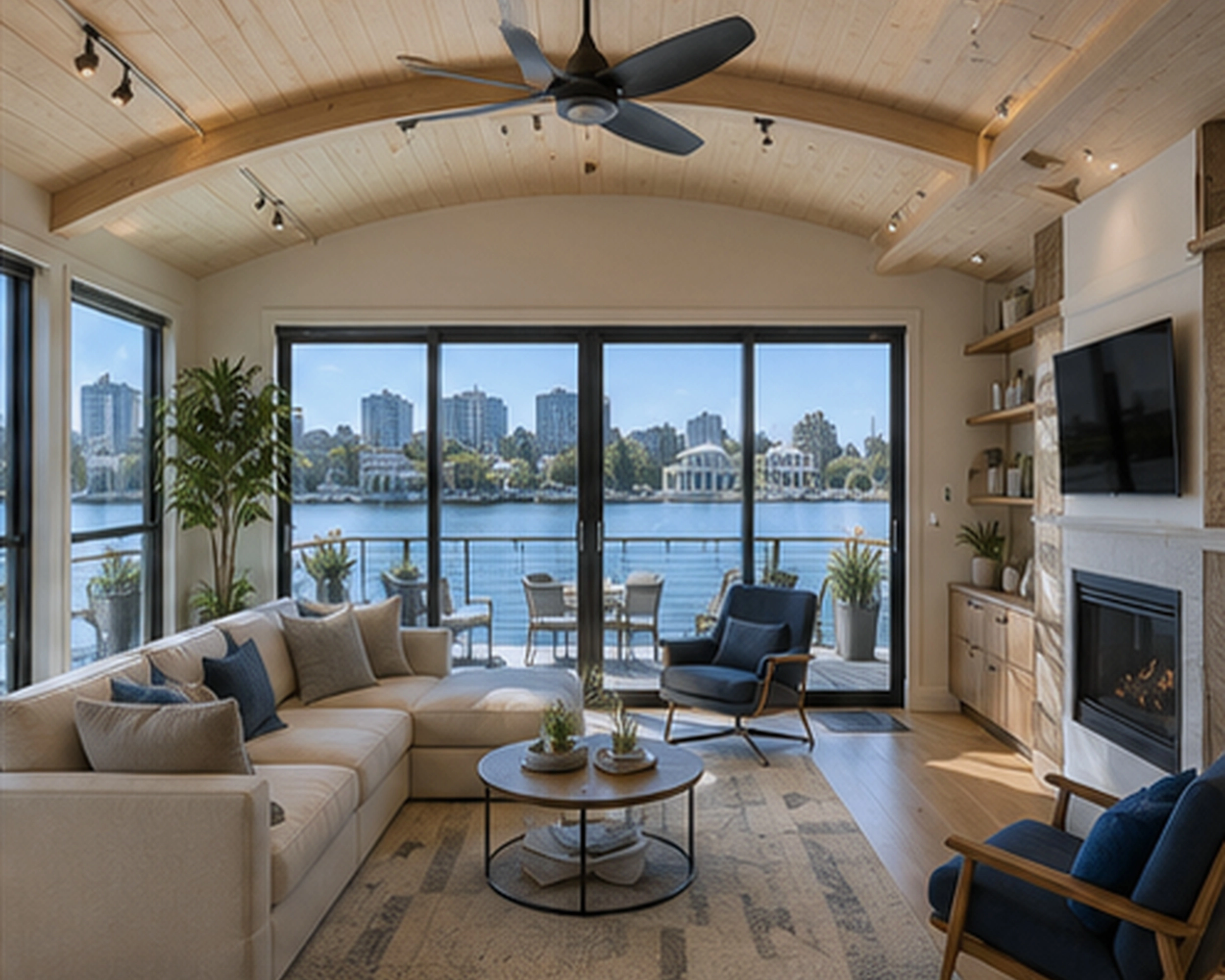 Main living area with view of Lake Merritt