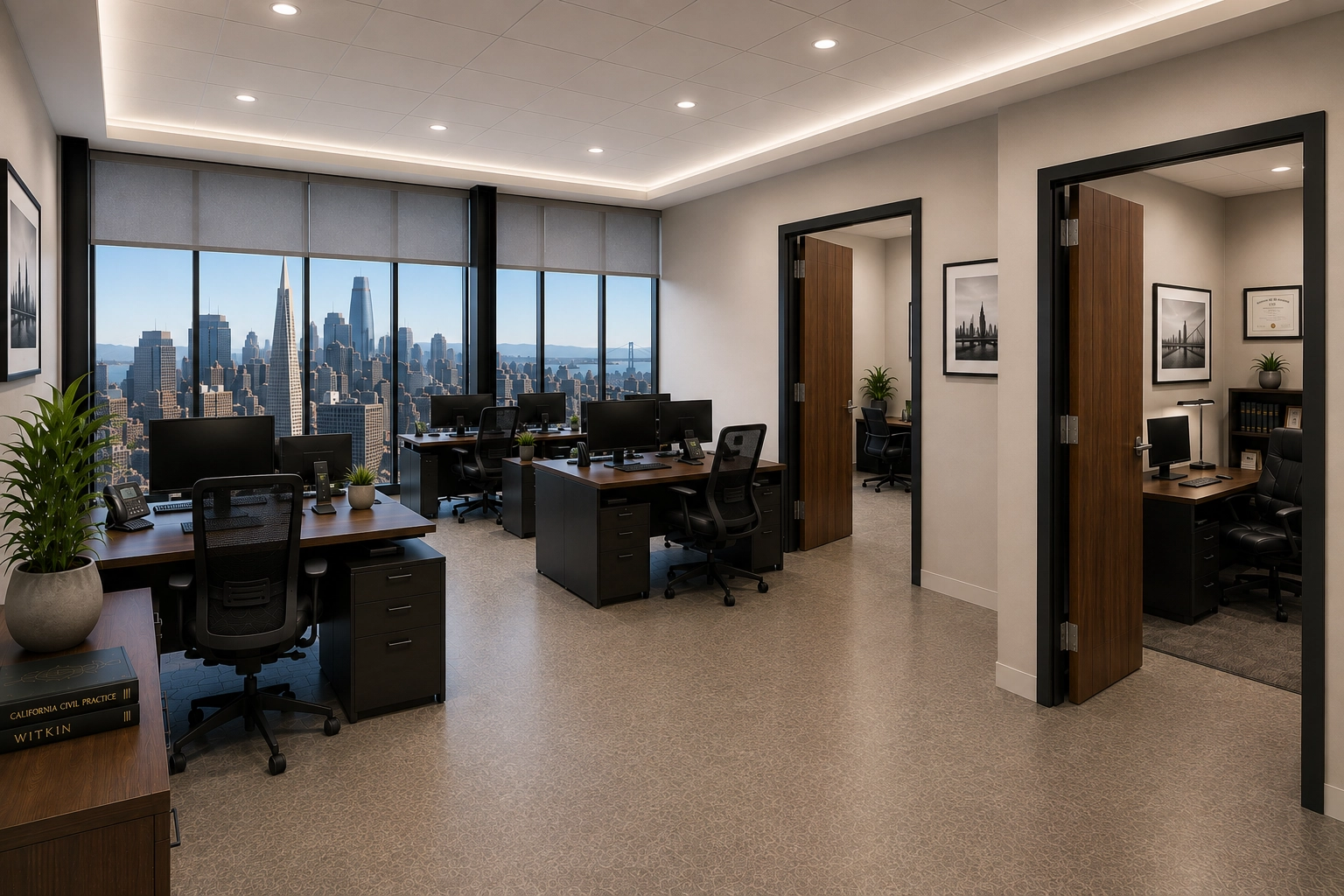 Open Office Area With Private Offices